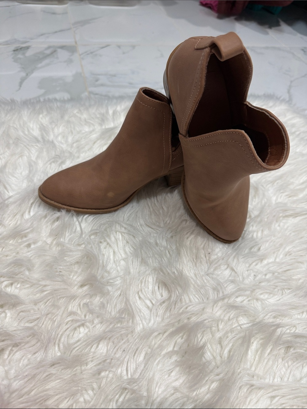 Women’s Tan Faux-Leather Ankle Boots